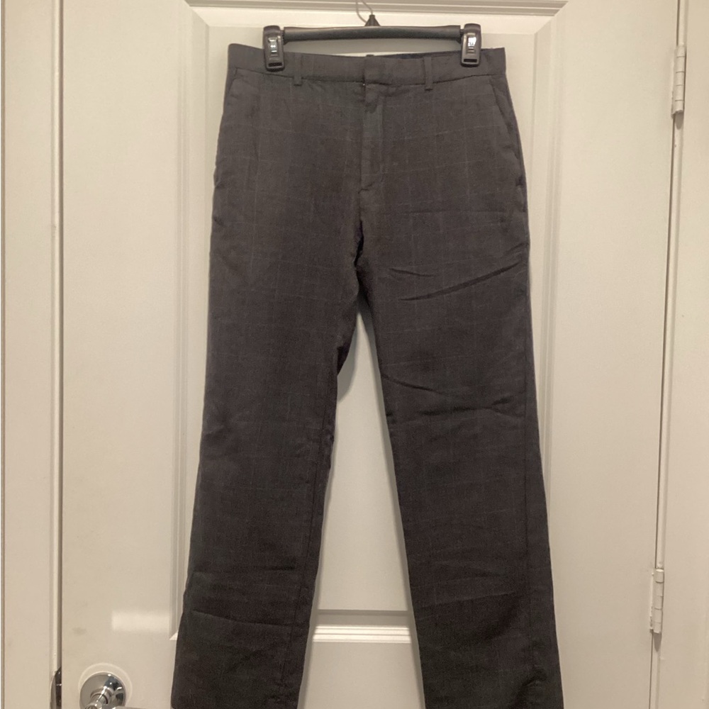 Banana Republic Wool Dress Pants Mens 30x29 Gray Blue Plaid Tailored Fit